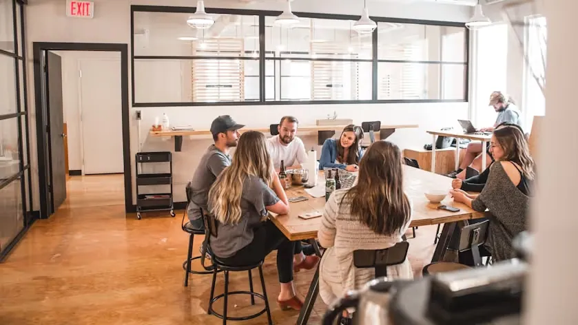 Planning session at a wooden table