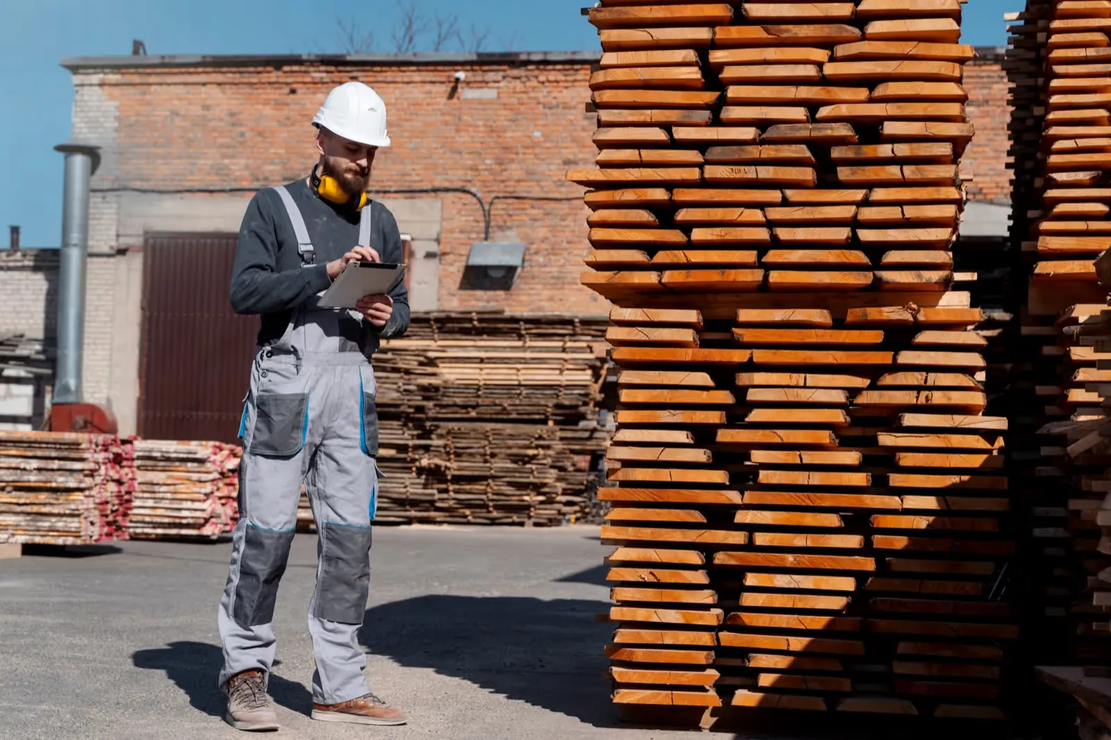 Homeowner selecting building materials